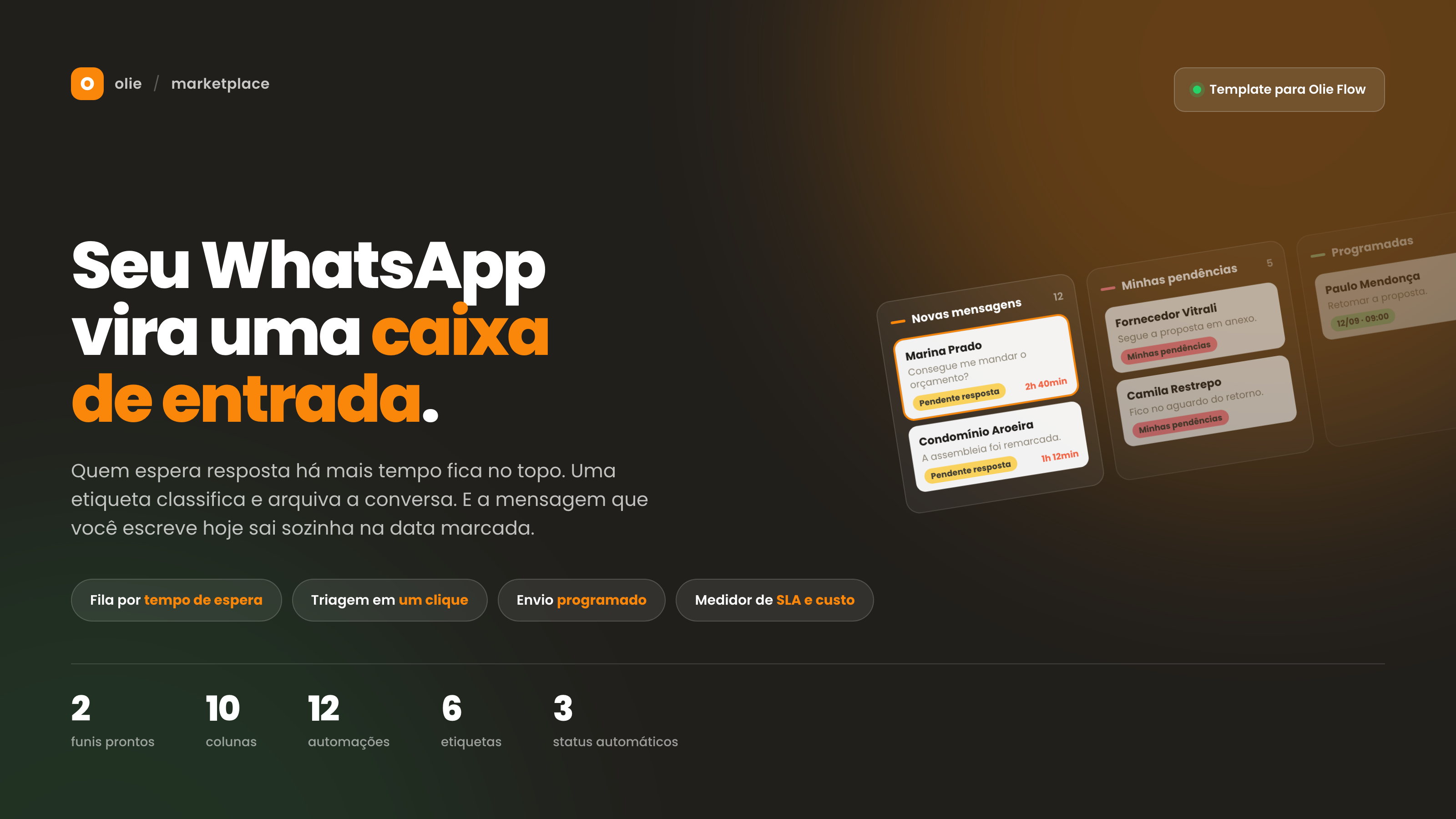 Gestão de WhatsApp — caixa de entrada, triagem e envio programado