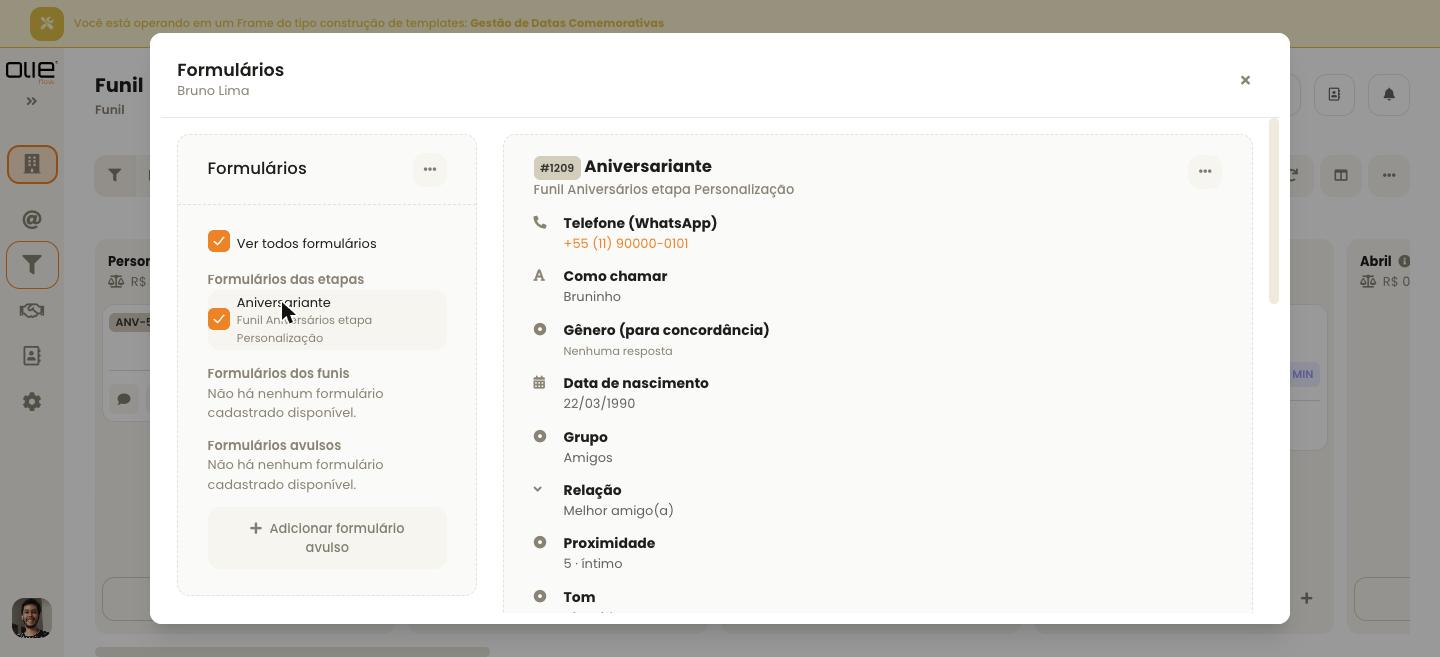 Gestor de Aniversários e Datas: tela 8 de 9