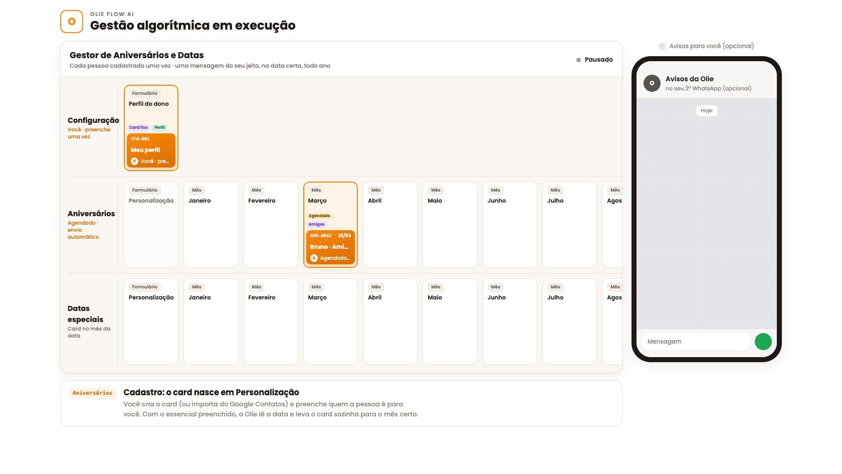 Gestor de Aniversários e Datas: tela 2 de 9